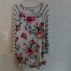 Large floral and stipe shirt